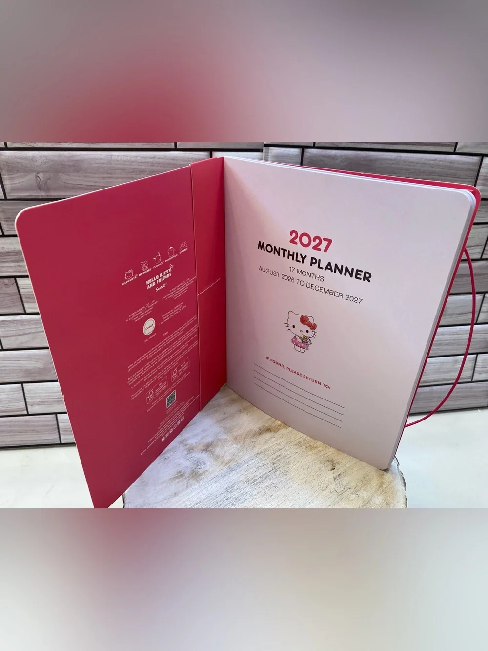 Hello Kitty & Friends ❤️  Monthly 17 months Planner Aug.2026 to Dec.2027 Pink